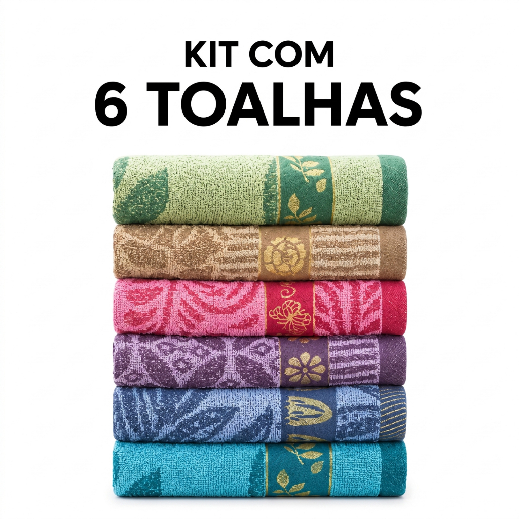 Kit Toalhas de Banho Estampada Grande 70x130cm Felpuda Macia Alta Qualidade Bordada Sortida