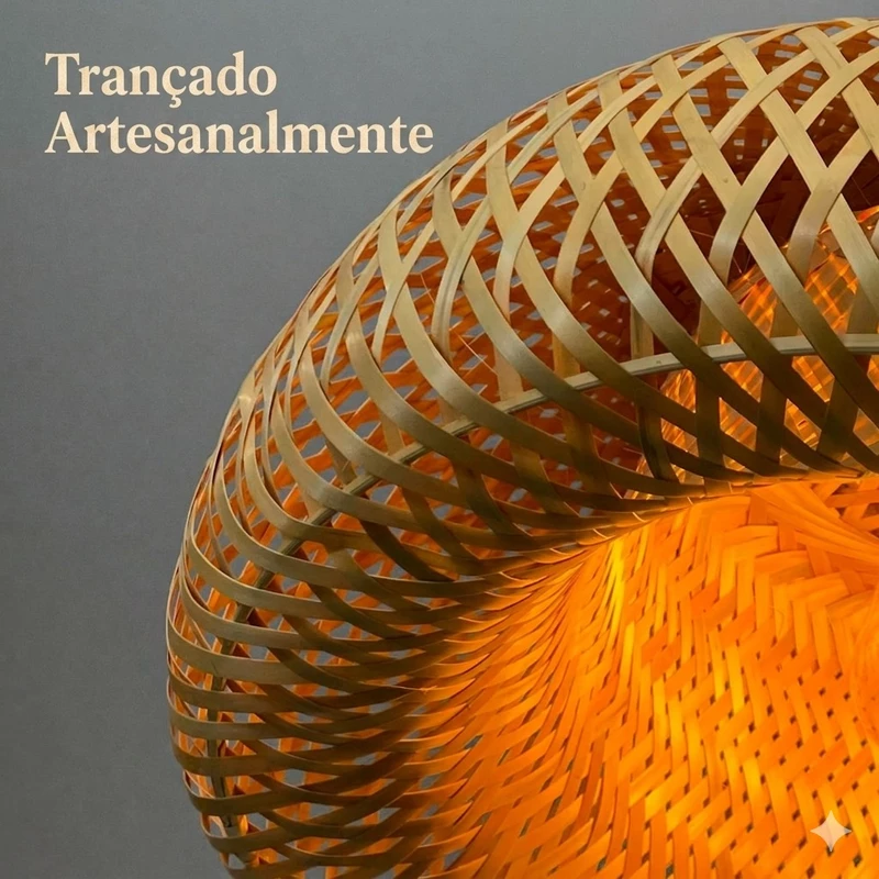 Conjunto de Luminárias Pendentes de Teto em Bambu Rattan Rustico — foto 2