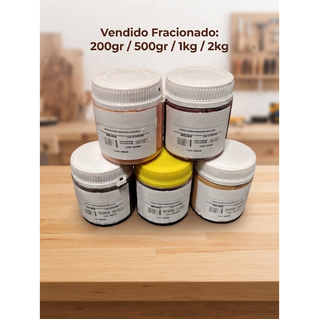 Massa para Madeira Mococa Fracionado 200Gr / 500Gr / 1Kg / 2Kg Cores Branco, Mogno e etc. Mais Barato da Shopee