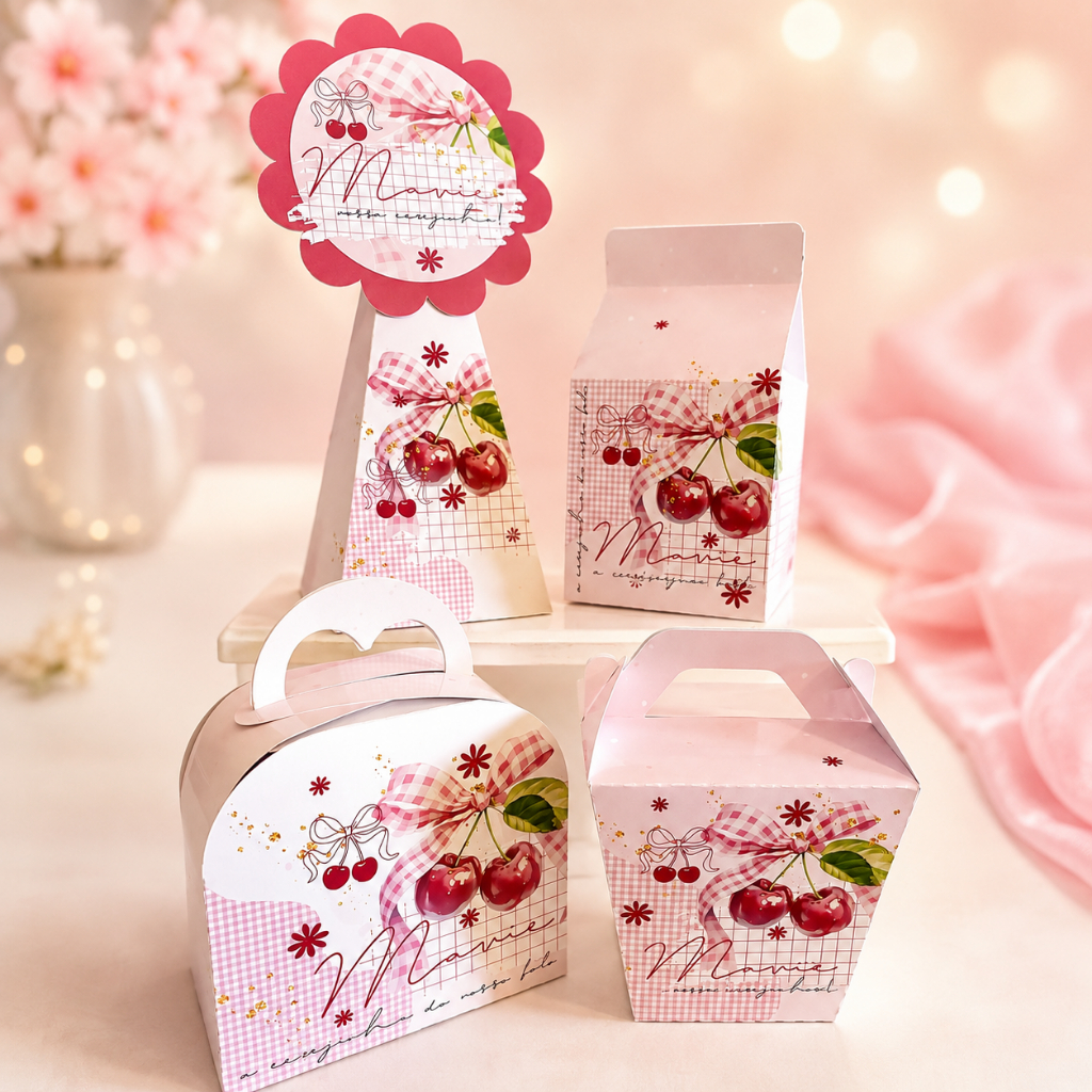 Kit Festa Cerejinha Cereja Lembrancinhas Personalizadas Aniversário Mesversário Chá de Bebê