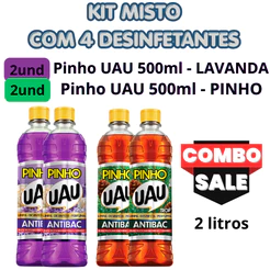 Kit Misto Desinfetante Pinho UAU — Lavanda + Pinho | 4 Unidades de 500ml