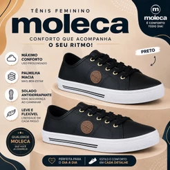Tênis Feminino Moleca Tênis Feminino Casual Confortável Napa Ultraconforto Moleca Original