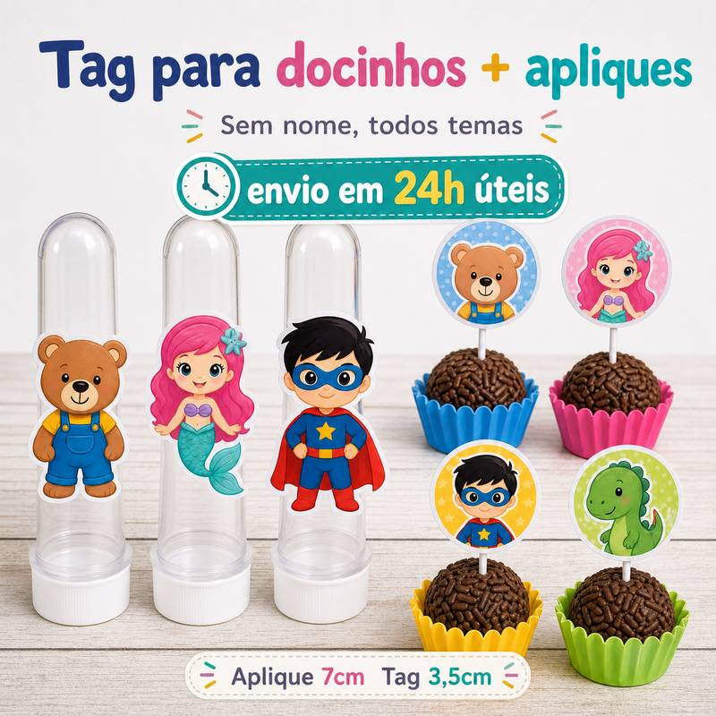 Apliques para Tubetes Aniversário Chá Revelação  Festa infantil  Lembrancinhas personalizadas