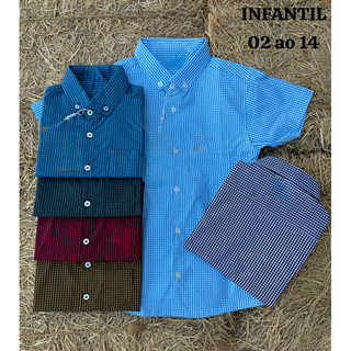 Camisa Xadrez Infantil Manga Curta Menino Country Festa Junina Casual