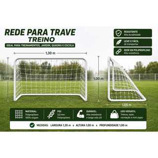 Par de rede mini gol 1,30x1,00x1,00 em pp seda fio 3mm