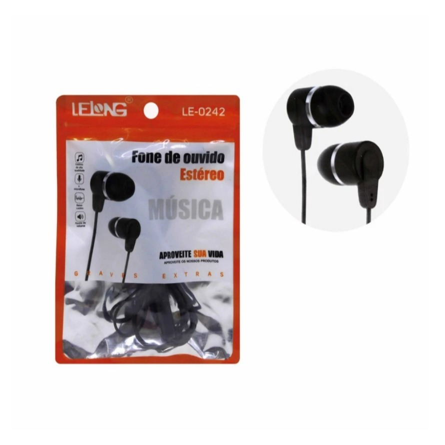 Fone de ouvido com fio Lelong compatível LG, Motorola, Xiaomi plug 3.5mm som pot