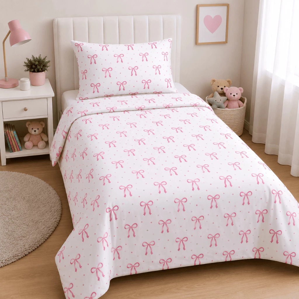 Kit lençol infantil solteiro estampado com fronha, 2 peças