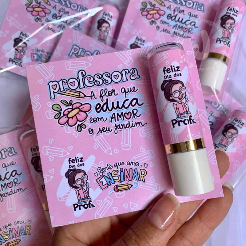 Mimo brinde dia dos professores batom manteiga de cacau + card personalizado logo cliente 10unt