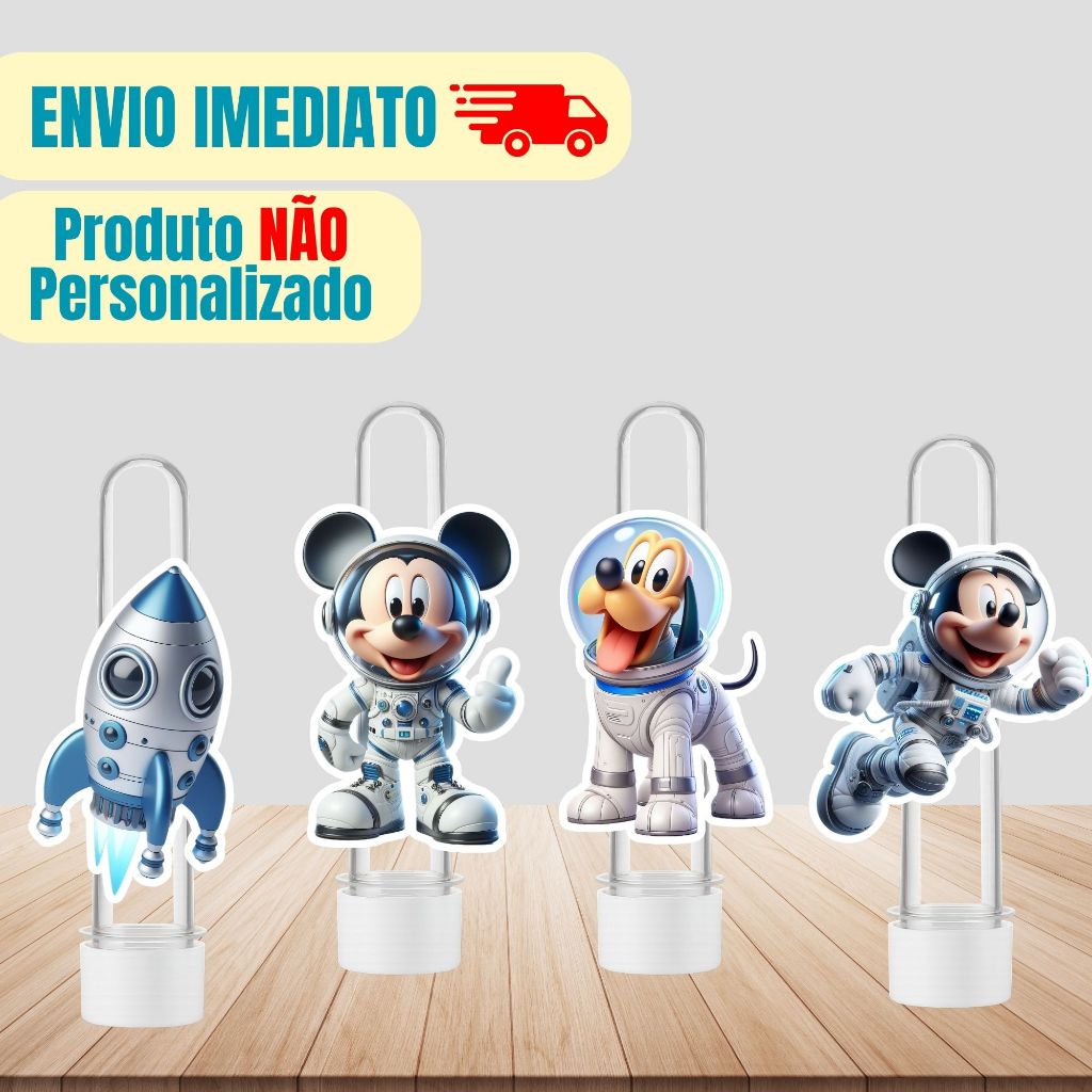 Aplique Tag Para Tubete Mickey Astronauta | Personalizado | Lembrancinha Festa Infantil | Aniversário