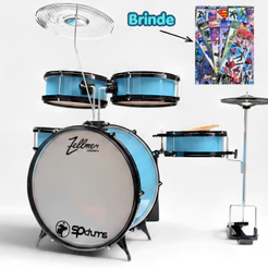 Bateria Musical Infantil Rock Zellmer Completa Com Chimbal E Adesivos