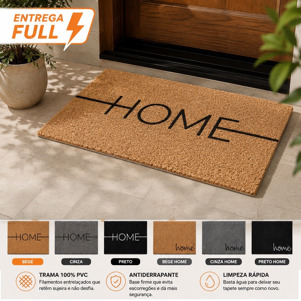 Tapete de entrada capacho com 'HOME'
