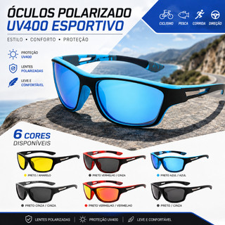 Óculos de Sol Polarizado UV400 Masculino Esportivo Leve para Bike Pesca Corrida