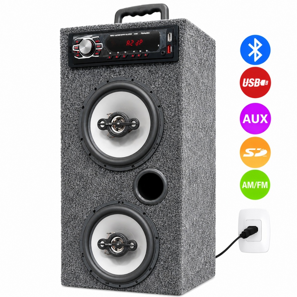 Caixa bluetooth de Som Residencial Bob 6 Polegadas Ativa Alto Falante Bluetooth usb sd aux em MDF durável