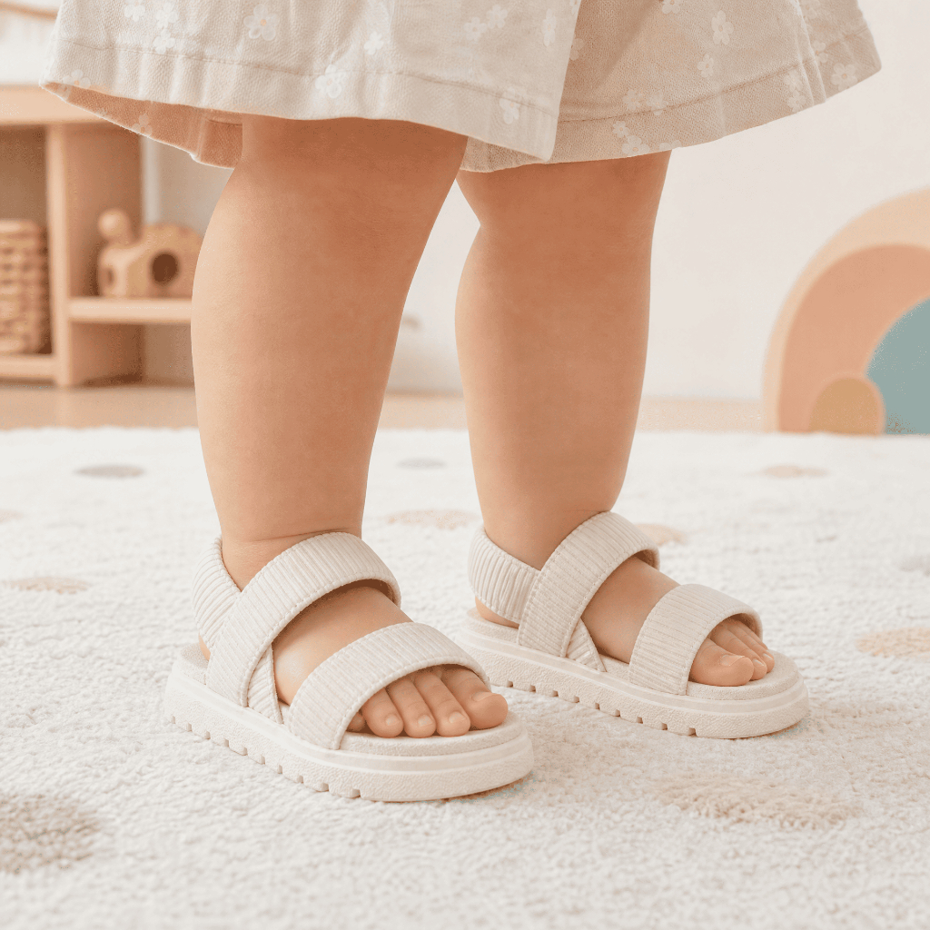 Sandália Infantil e de Bebê Menina Confortável Macia Antiderrapante com Tiras em Elástico Versátil e Estilosa