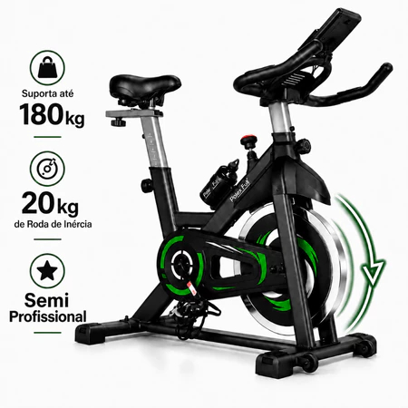Bicicleta Ergométrica 20KG Roda de Inércia Spinning Academia - Suporta até 180kg - Semi Profissional - Polex Full