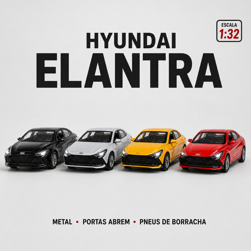 Miniatura Hyundai Elantra 1:32 Abre Portas Luz LED Die-Cast