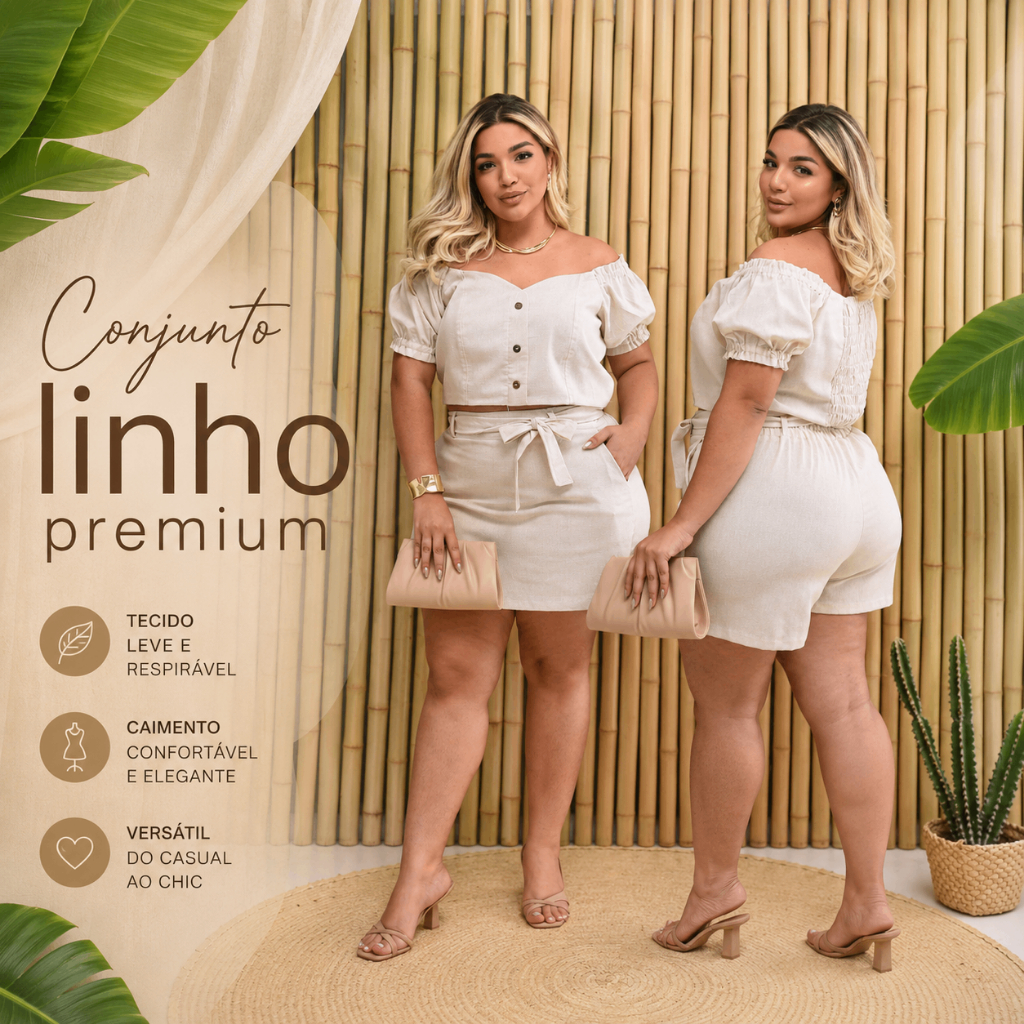 Conjunto Plus Size 2 Peças Feminino – Short Saia e Blusa Moda Casual Confortável