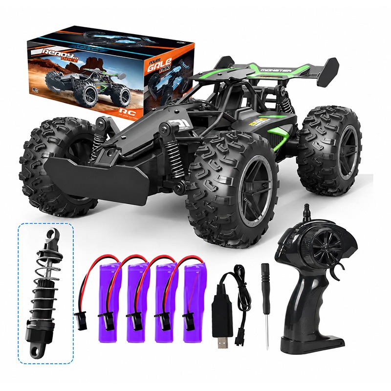 Carrinho Controle Remoto Infantil RC 1:18 15km/h Off Road 4X4 2.4GHz Alta Velocidade Jeep Elétrico Com 4 Baterias