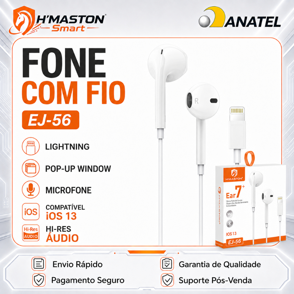 H'Maston EJ56 Fone De Ouvido Com Fio Fone Com Fio Fone De Ouvido Iphone Fone De Fio Fone Ouvido Fone Iphone Com Fio