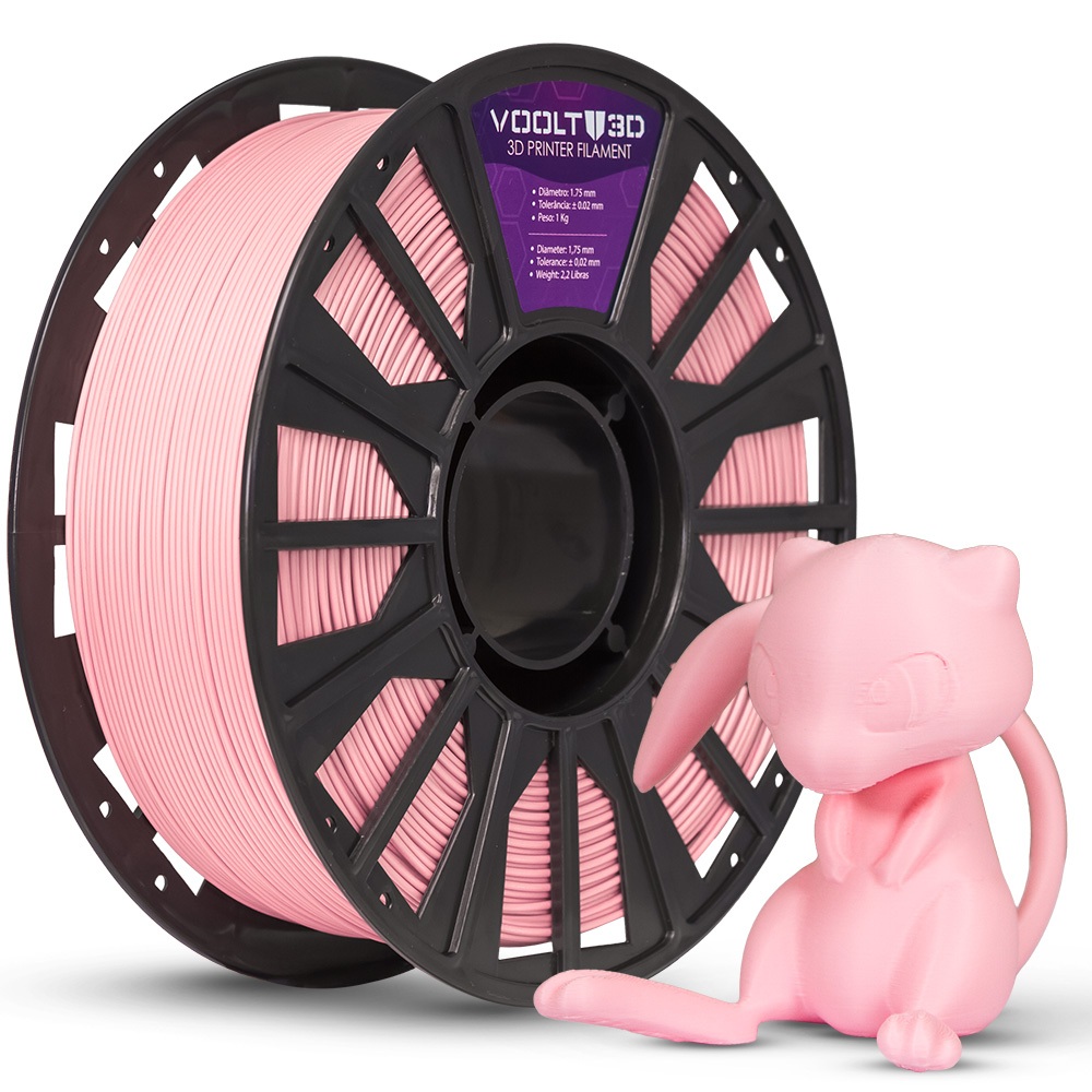 Filamento Pla Rosa Bebê Velvet Premium 1kg 1,75mm Efeito Aveludado Para Impressora 3D FDM - Voolt3D