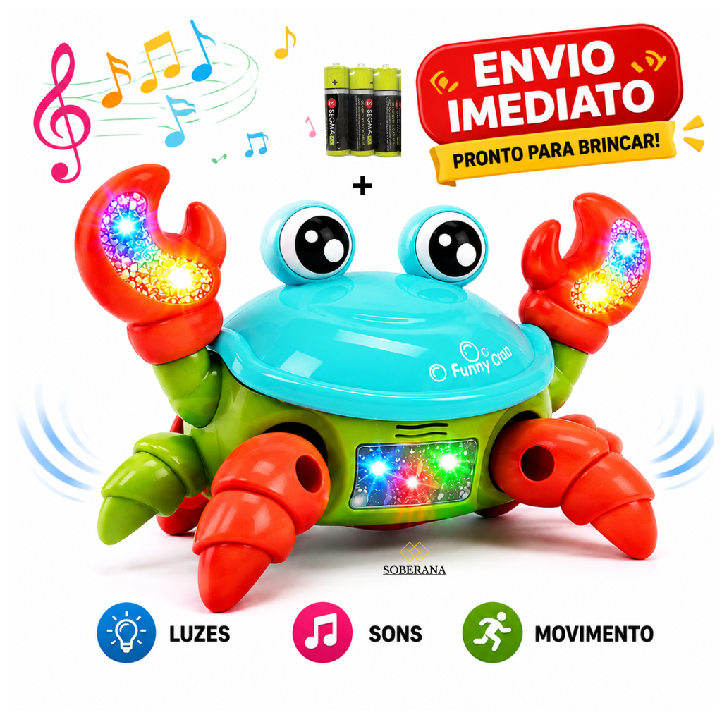 Brinquedo Caranguejo Em Movimento Fujão Som e Luz Infantil