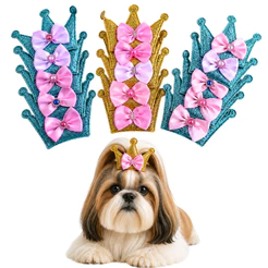 Laço Pet Coroa Rainha Lacinhos Pet Para Cães e Gatos Ideal para Petshops, Cores Sortidas, Atacado