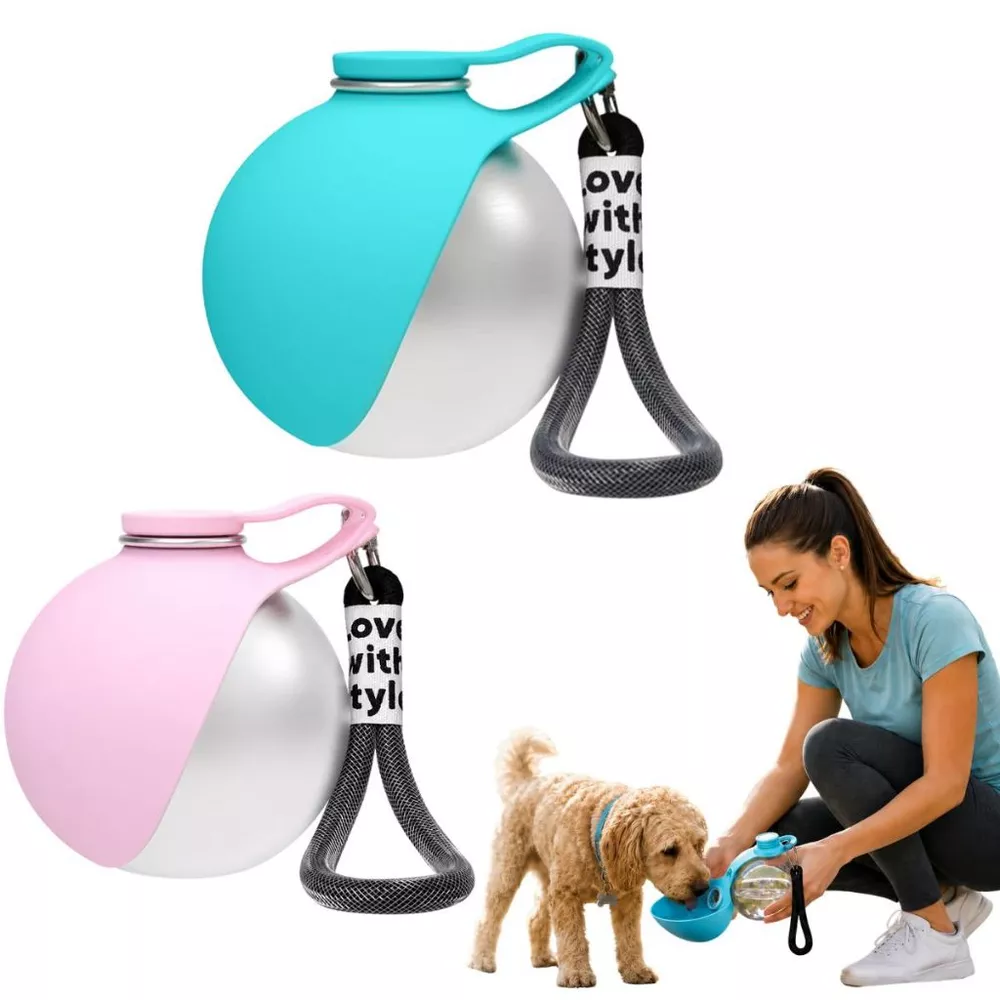 Garrafa Portátil Pet 2 em 1 285ml com Tigela Bebedouro Antivazamento para Cachorro e Gato Passeio