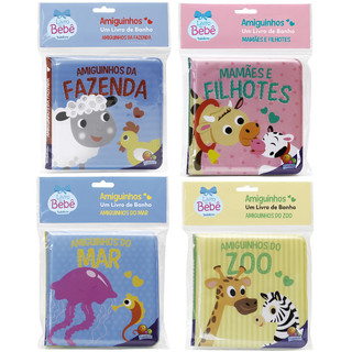 Livro De Banho - KIT COM 4 LIVROS - Amiguinhos Do Banho - Super Fofos - 6 Páginas