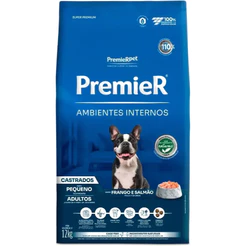 Ração Premier Ambientes Internos Cães Castrados Adultos Frango e Salmão 12 kg