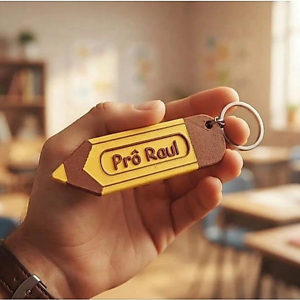 Kit Chaveiros Lápis Personalizado com Nome Professor Professora 3D PLA Presente Lembrancinha Escolar