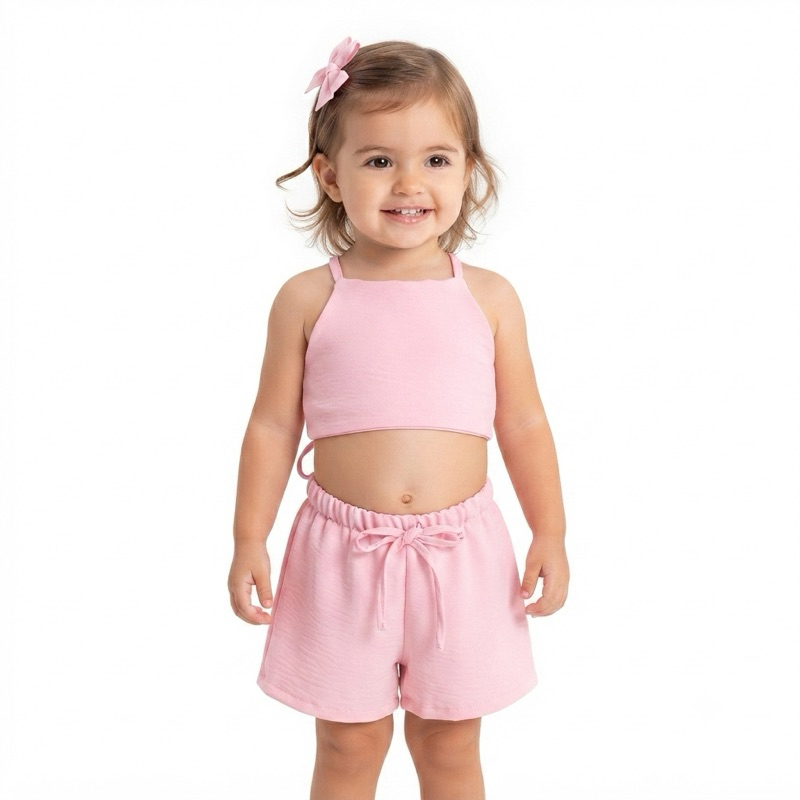 : Conjunto bêbê Menina Verão top e Short Tam 1 2 3 Anos