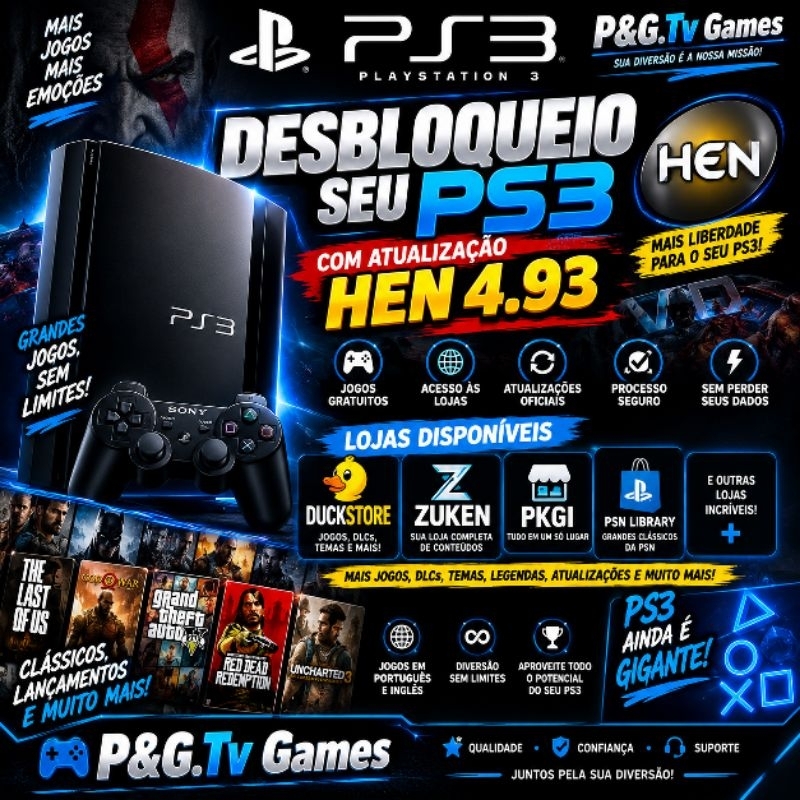 Desbloqueio Para Ps3 Hen 4.93 + Lojas