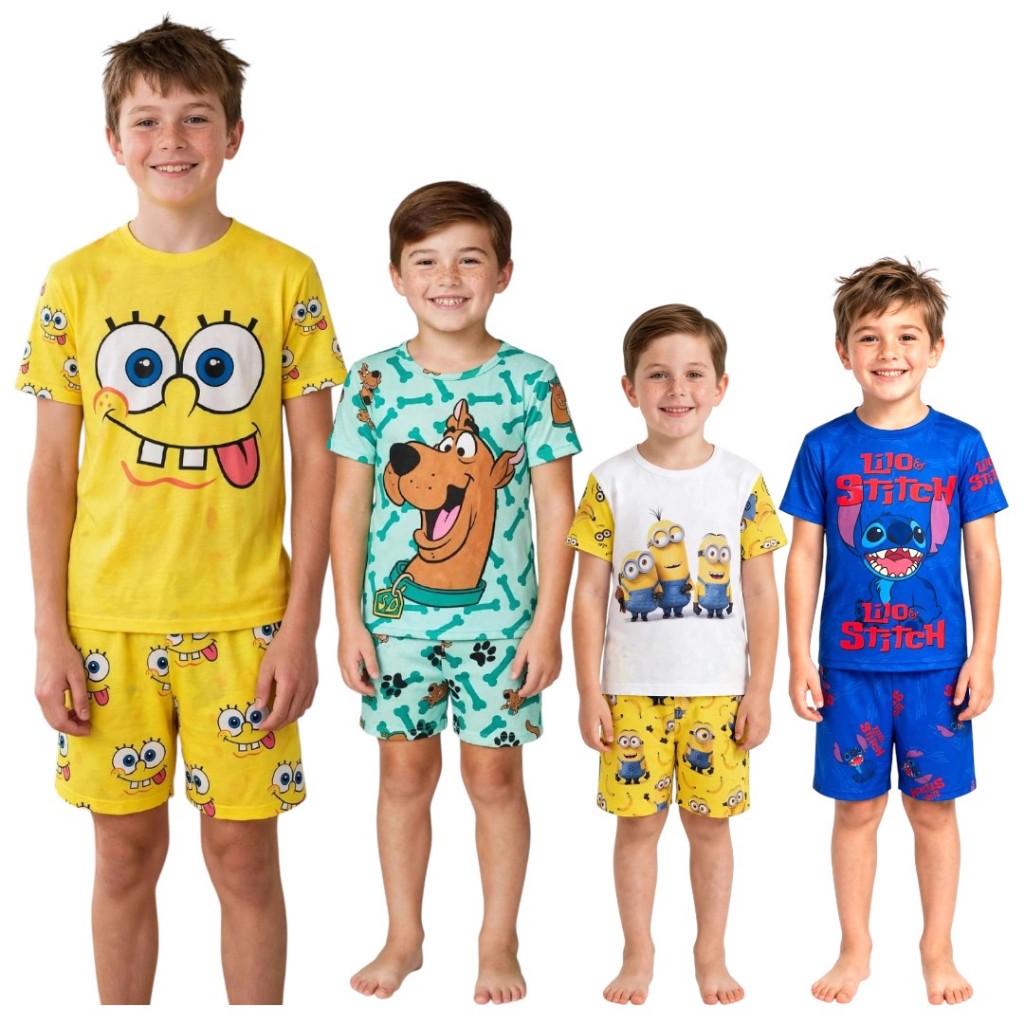 Pijama infantil masculino conjunto short e camiseta personagens