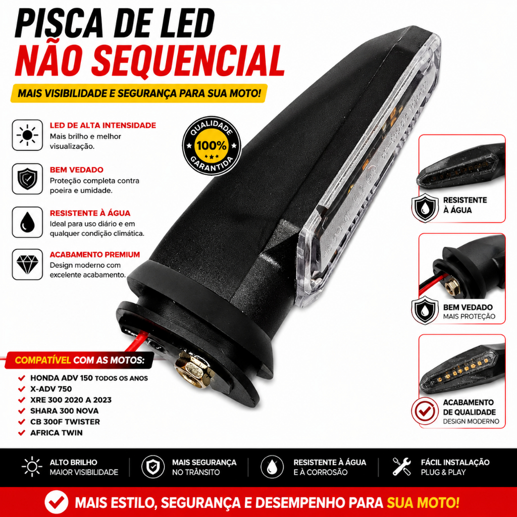 Par Pisca Seta Led Honda Xre 300 2020 a 2023 Adv 150 2021 a 2024 X-Adv Twister Cb 300F — imagem 2 de 2