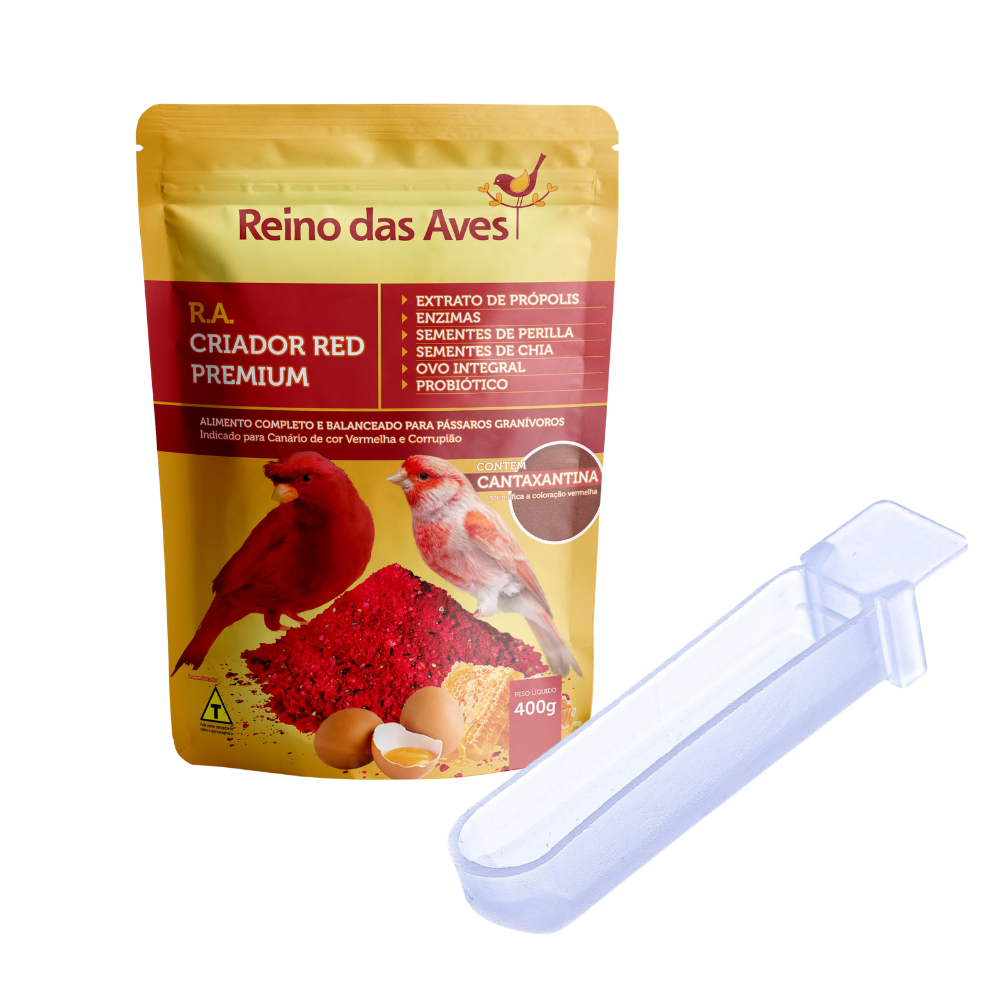 Ração RA Red 400g + Comedouro Unha | Farinhada completa indicada para Canário Fator Vermelho