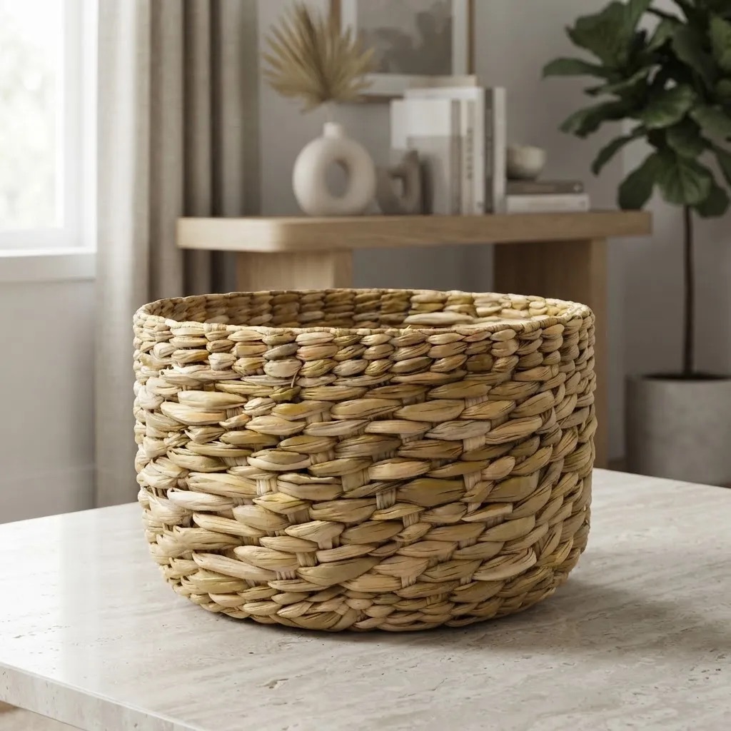 Cesto Organizador Multiuso Decorativo Palha Taboa Grande 36 x 19 cm