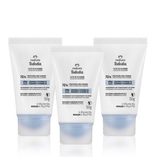 Kit com 3 creme antitranspirante Natura Tododia Algodão 50g