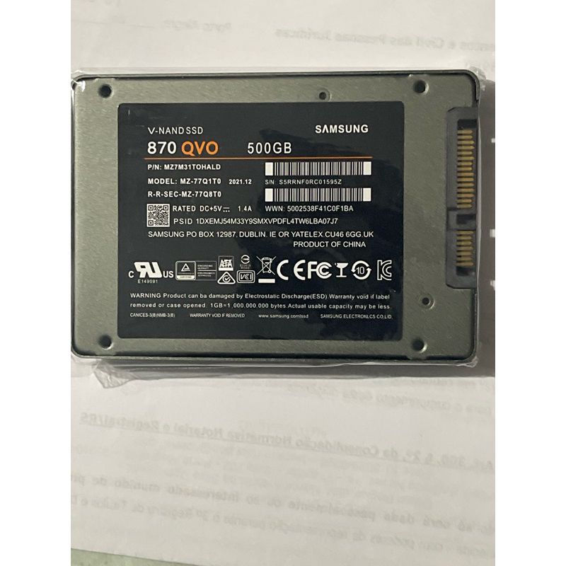 SSD 500GB Samsung 870 Qvo SATA III Usado 3 Vezes Na Caixa