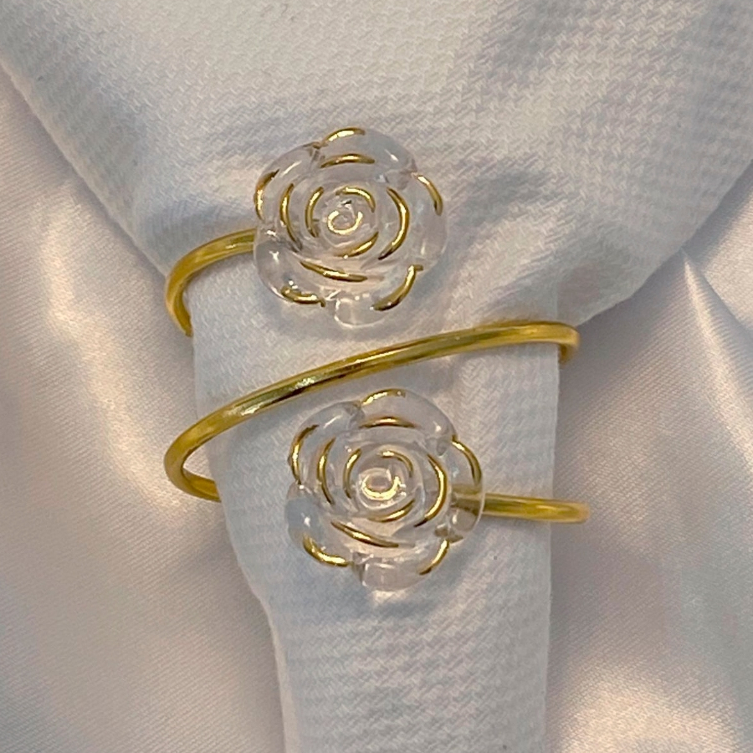 Anel Porta Guardanapos Mesa Posta Flor Acrílica 6 ou 12 pçs