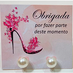 30/60 Pares Brinco de Pérola + Tag Casamento - Lembrancinha Brinde para Clientes Aniversários