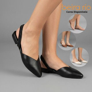 Sapatilha Beira Rio Feminina Slingback Bico Fino Elástico Confortável Calce Fácil