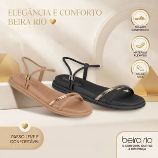 Sandália Papete Feminina Beira Rio Calce Fácil Tamanho Numeração Especial Confortável Original