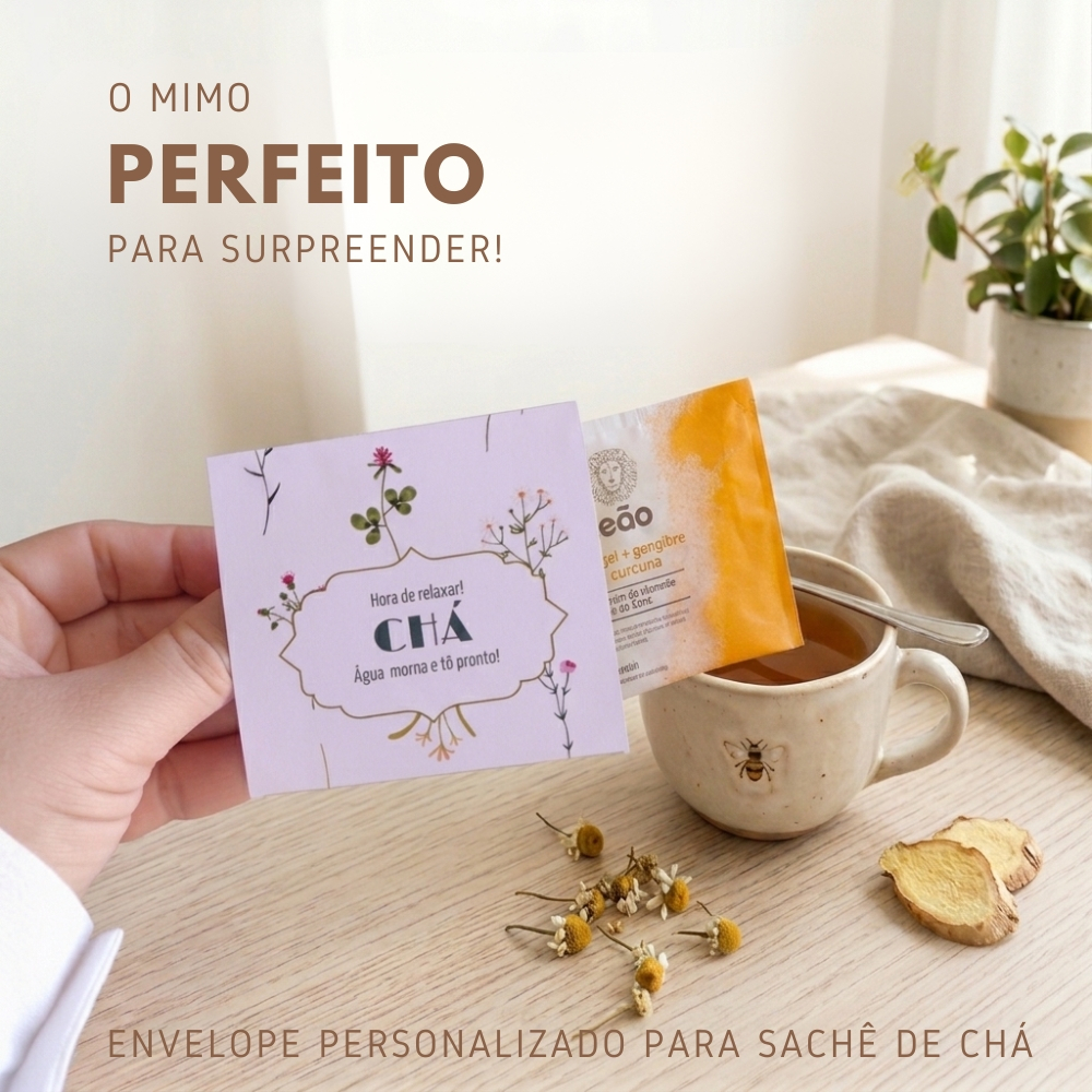Envelope personalizado para Chá - Brinde Mimo para Cliente - Lembrancinha de Casamento Aniversário Maternidade