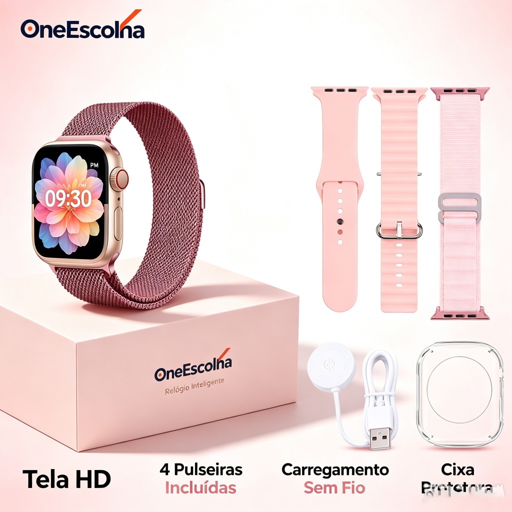 OneEscolha Smartwatch Relógio Inteligente Compatível Android iOS Monitoramento de Saúde 24h Pronta Entrega
