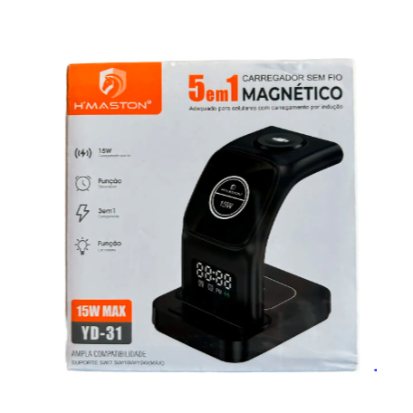 Carregador Sem Fio H'maston YD-31 Dock Station Para iPhone Apple Watch AirPods