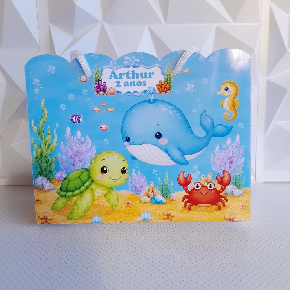 Sacola Fundo do Mar personalizada, Lembrancinha de festa ,Aniversario