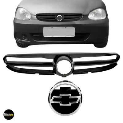 KIT Grade do Radiador Preto Corsa Classic 03/09 + Emblema