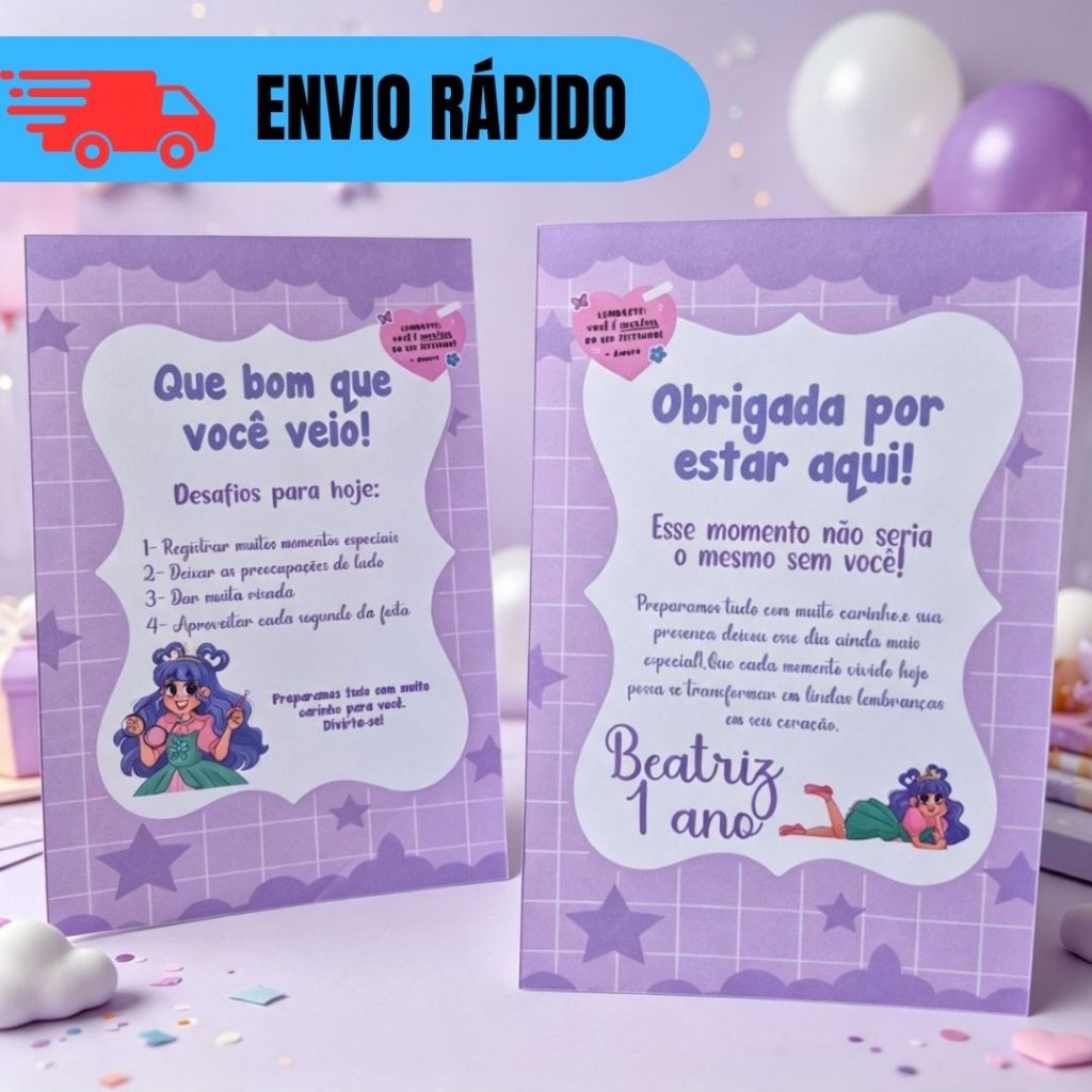 Kit 15~20 Plaquinha de Mesa Princesa Desastrada Personalizados Festa Lembrancinha Mimo Aniversário Infantil Chá de Bêbe