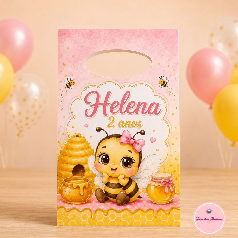 SACOLINHA SURPRESA PERSONALIZADA - ABELHINHA - LEMBRANCINHAS (PEGUE E MONTE)