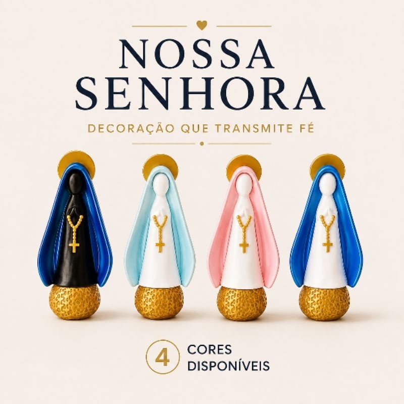 Nossa Senhora Decorativa Católica 15cm | Decoração Religiosa | Cantinho de Oração